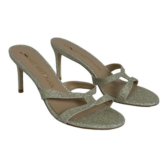 NEW Stuart Weitzman Soiree Sleek 75 Glitter Sandals Size 39 or 8.5 Wedding Shoes - Picture 12 of 12